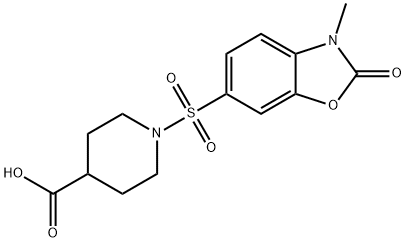 1-[(3-methyl-2-oxo-2,3-dihydro-1,3-benzoxazol-6-yl)sulfonyl]piperidine-4-carboxylic acid Structure
