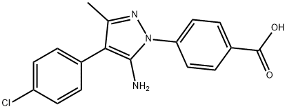 4-[5-amino-4-(4-chlorophenyl)-3-methyl-1H-pyrazol-1-yl]benzoic acid Structure