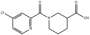 1-[(4-クロロ-2-ピリジニル)カルボニル]-3-ピペリジンカルボン酸 化学構造式