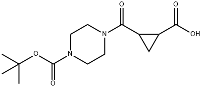 2-{[4-(tert-Butoxycarbonyl)piperazino]-carbonyl}cyclopropanecarboxylic acid Structure