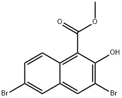 3,6-ジブロモ-2-ヒドロキシ-1-ナフトエ酸メチル 化学構造式