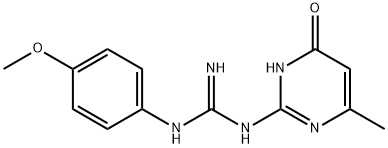 N-(4-メトキシフェニル)-N'-(6-メチル-4-オキソ-1,4-ジヒドロピリミジン-2-イル)グアニジン 化学構造式