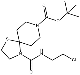 4-((2-氯乙基)氨基甲酰基)-1-硫-4,8-二氮杂螺环[4.5]癸烷-8-羧酸盐叔丁酯, 1221792-95-5, 结构式
