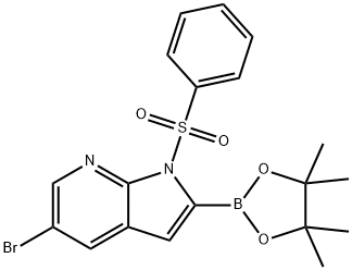 5-ブロモ-1-(フェニルスルホニル)-2-(4,4,5,5-テトラメチル-1,3,2-ジオキサボロラン-2-イル)-1H-ピロロ[2,3-B]ピリジン 化学構造式