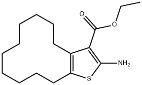 Ethyl 2-amino-4,5,6,7,8,9,10,11,12,13-decahydrocyclododeca[b]thiophene-3-carboxyl Struktur