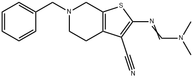 N'-(6-benzyl-3-cyano-4,5,6,7-tetrahydrothieno[2,3-c]pyridin-2-yl)-N,N-dimethyliminoformamide Struktur
