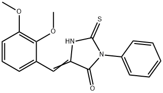 (5E)-5-(2,3-ジメトキシベンジリデン)-2-メルカプト-3-フェニル-3,5-ジヒドロ-4H-イミダゾール-4-オン 化学構造式