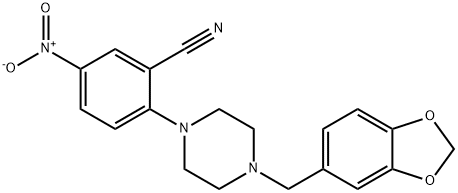 2-[4-(1,3-benzodioxol-5-ylmethyl)piperazin-1-yl]-5-nitrobenzonitrile Structure