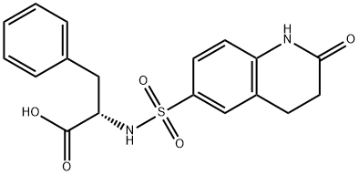 2-{[(2-オキソ-1,2,3,4-テトラヒドロキノリン-6-イル)-スルホニル]アミノ}-3-フェニルプロパン酸 化学構造式