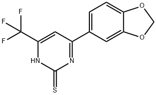 4-苯并[1,3]1,3-二氧杂环戊烯-5-基-6-三氟甲基-嘧啶-2-硫醇 结构式