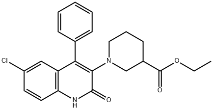 1-(6-クロロ-2-オキソ-4-フェニル-1H-キノリン-3-イル)ピペリジン-3-カルボン酸エチル 化学構造式