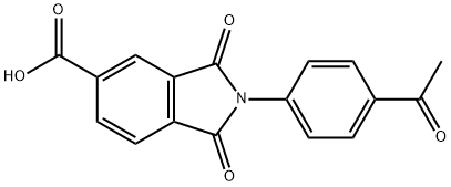 2-(4-アセチルフェニル)-1,3-ジオキソイソインドリン-5-カルボン酸 化学構造式
