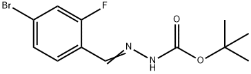 tert-Butyl 2-[(E)-(4-bromo-2-fluorophenyl)-methylidene]-1-hydrazinecarboxylate Struktur