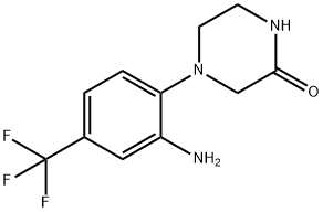 4-[2-Amino-4-(trifluoromethyl)phenyl]-2-piperazinone 化学構造式