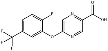 5-[2-Fluoro-5-(trifluoromethyl)phenoxy]pyrazine-2-carboxylic acid Struktur