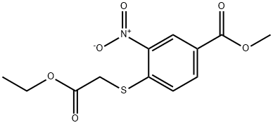 Methyl 4-[(2-ethoxy-2-oxoethyl)-thio]-3-nitrobenzoate 化学構造式