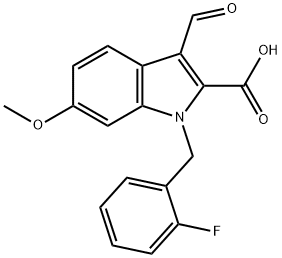 1-(2-氟苄基)-3-甲酰-6-甲氧基-1H-2-吲哚甲酸, 1242969-59-0, 结构式