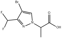 2-[4-溴-3-(二氟甲基)-1H-吡唑-1-基]丙酸,1379811-34-3,结构式