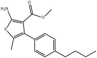 2-氨基-4-(4-丁基苯基)-5-甲基-噻吩-3-羧酸甲酯,350989-79-6,结构式