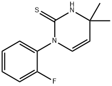 1-(2-フルオロフェニル)-4,4-ジメチル-1,4-ジヒドロピリミジン-2-チオール 化学構造式