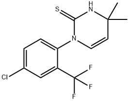 1-[4-クロロ-2-(トリフルオロメチル)フェニル]-4,4-ジメチル-1,4-ジヒドロピリミジン-2-チオール 化学構造式