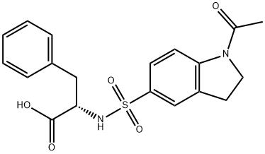 2-{[(1-アセチル-2,3-ジヒドロ-1H-インドール-5-イル)スルホニル]アミノ}-3-フェニルプロパン酸 化学構造式