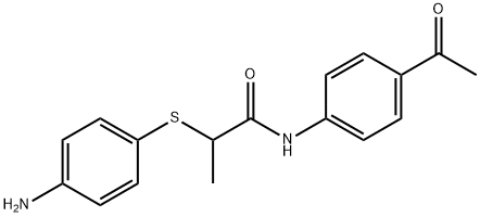 N-(4-acetylphenyl)-2-[(4-aminophenyl)thio]propanamide Struktur
