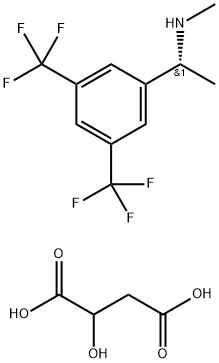 2-Hydroxybutanedioic acid - (1R)-1-[3,5-bis(trifluoromethyl)phenyl]-N-methylethanamine (1:1) Structure