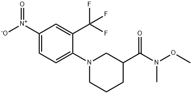 N-Methoxy-N-methyl-1-[4-nitro-2-(trifluoromethyl)-phenyl]-3-piperidinecarboxamide Structure