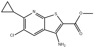 3-アミノ-5-クロロ-6-シクロプロピルチエノ-[2,3-B]ピリジン-2-カルボン酸メチル 化学構造式