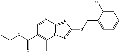 2-[(2-氯苄基)硫代]-7-甲基-[1,2,4]三唑并[1,5-A]嘧啶-6-羧酸乙酯, 907971-32-8, 结构式