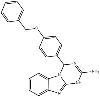 [4-[4-(苄氧基)苯基]-4,10-二氢-[1,3,5]三嗪并[6,5-B]苯并咪唑-2-基]胺 结构式