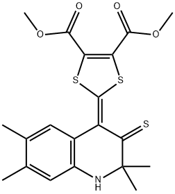 Dimethyl 2-(2,2,6,7-tetramethyl-3-thioxo-2,3-dihydroquinolin-4(1H)-ylidene)-1,3-dithiole-4,5-dica Struktur