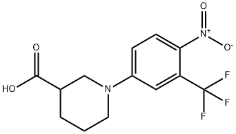 1-([4-NITRO-3-(TRIFLUOROMETHYL)PHENYL]PIPERIDINE)-3-CARBOXYLIC ACID Structure