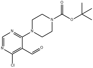 tert-butyl 4-(6-chloro-5-formyl-4-pyrimidinyl)tetrahydro-1(2H)-pyrazinecarboxylate Structure