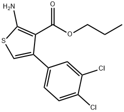2-アミノ-4-(3,4-ジクロロフェニル)チオフェン-3-カルボン酸プロピル 化学構造式
