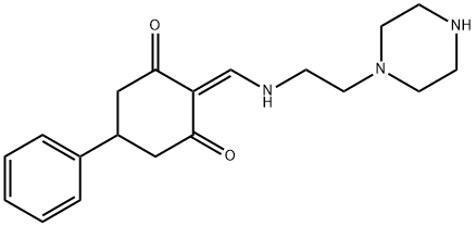 5-phenyl-2-{[(2-piperazin-1-ylethyl)amino]methylene}cyclohexane-1,3-dione Structure