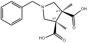 (3R,4S)-1-benzyl-3,4-dimethylpyrrolidine-3,4-dicarboxylic acid Structure