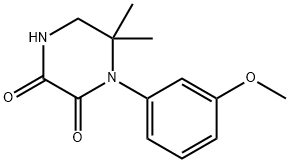 1-(3-メトキシフェニル)-6,6-ジメチルピペラジン-2,3-ジオン 化学構造式