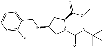 1-叔丁基2-甲基(2S,4S)-4-[(2-氯苄基)氨基]吡咯烷-1,2-二羧酸酯, 1186662-56-5, 结构式