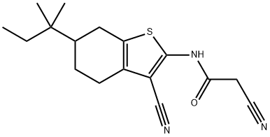 2-cyano-N-[3-cyano-6-(1,1-dimethylpropyl)-4,5,6,7-tetrahydro-1-benzothien-2-yl]acetamide Struktur