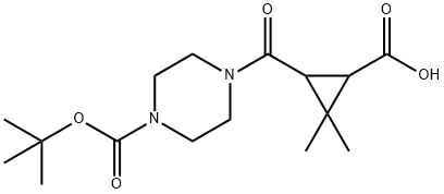 3-{[4-(tert-butoxycarbonyl)piperazin-1-yl]carbonyl}-2,2-dimethylcyclopropanecarboxylic acid Structure
