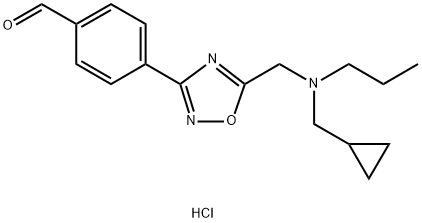 4-(5-{[(シクロプロピルメチル)(プロピル)アミノ]メチル}-1,2,4-オキサジアゾール-3-イル)ベンズアルデヒド塩酸塩 化学構造式