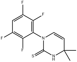 4,4-ジメチル-1-(2,3,5,6-テトラフルオロフェニル)-1,4-ジヒドロピリミジン-2-チオール 化学構造式