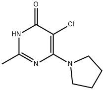 5-クロロ-2-メチル-6-(1-ピロリジニル)-4-ピリミジノール 化学構造式