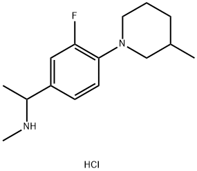 {1-[3-氟-4-(3-甲基哌啶-1-基)苯基]乙基}甲胺盐酸盐, 1332530-15-0, 结构式