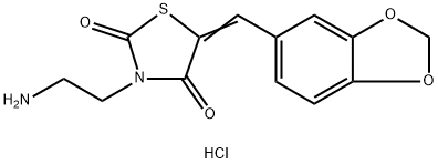 (5E)-3-(2-氨基乙基)-5-(1,3-苯并二唑-5-基亚甲基)-1,3-噻唑烷-2,4-二酮盐酸盐, 1094609-08-1, 结构式