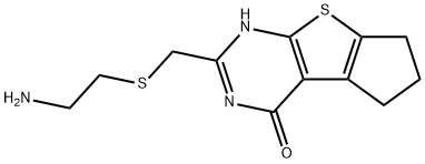 2-{[(2-Aminoethyl)thio]methyl}-3,5,6,7-tetrahydro-4H-cyclopenta[4,5]thieno[2,3-d]pyrimidin-4-one Structure
