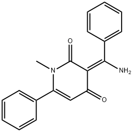 (3E)-3-[Amino(phenyl)methylene]-1-methyl-6-phenylpyridine-2,4(1H,3H)-dione Struktur