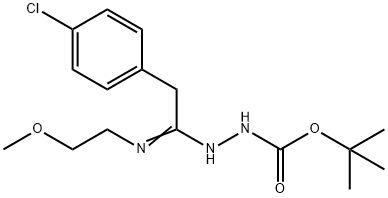 2-(2-(4-氯苯基)-1-((2-甲氧基乙基)亚氨基)乙基)肼-1-羧酸叔丁酯,1053657-53-6,结构式